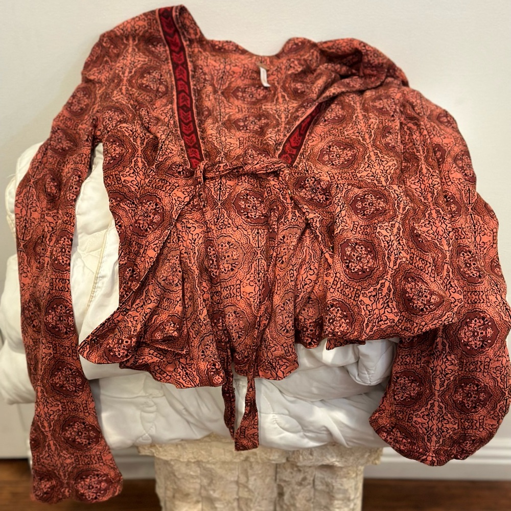 Free People Tie Front Blouse